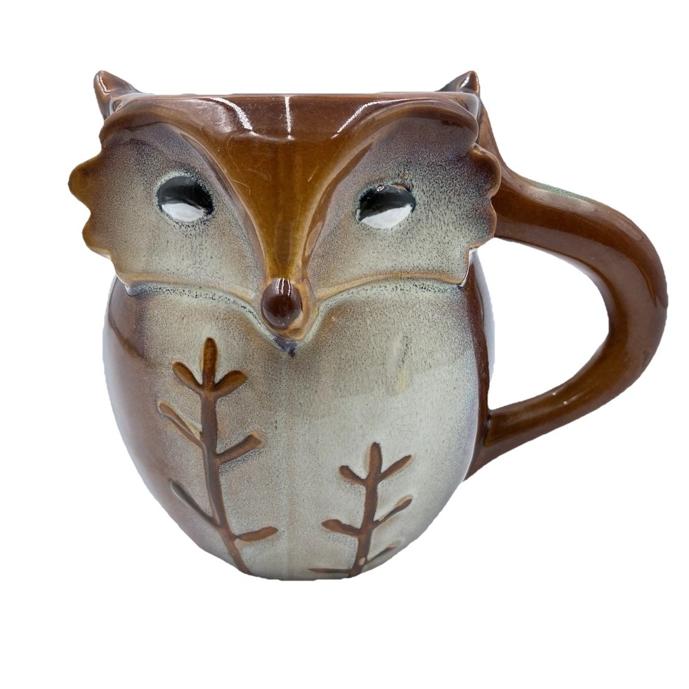 Gibson Home Red Fox Stoneware Pottery Coffee Mug 3D Woodland Oversized 18 oz